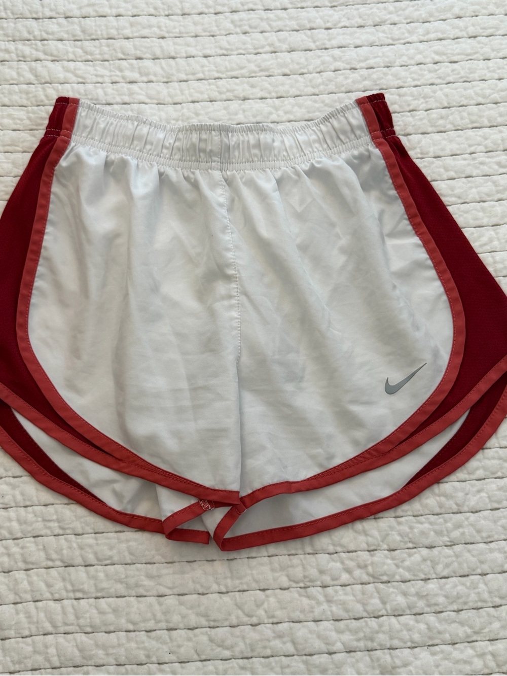 Nike White Women's Athletic Shorts with Red Trim